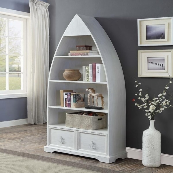 Shop Distressed White Boat-style Wood Bookcase - Free ...