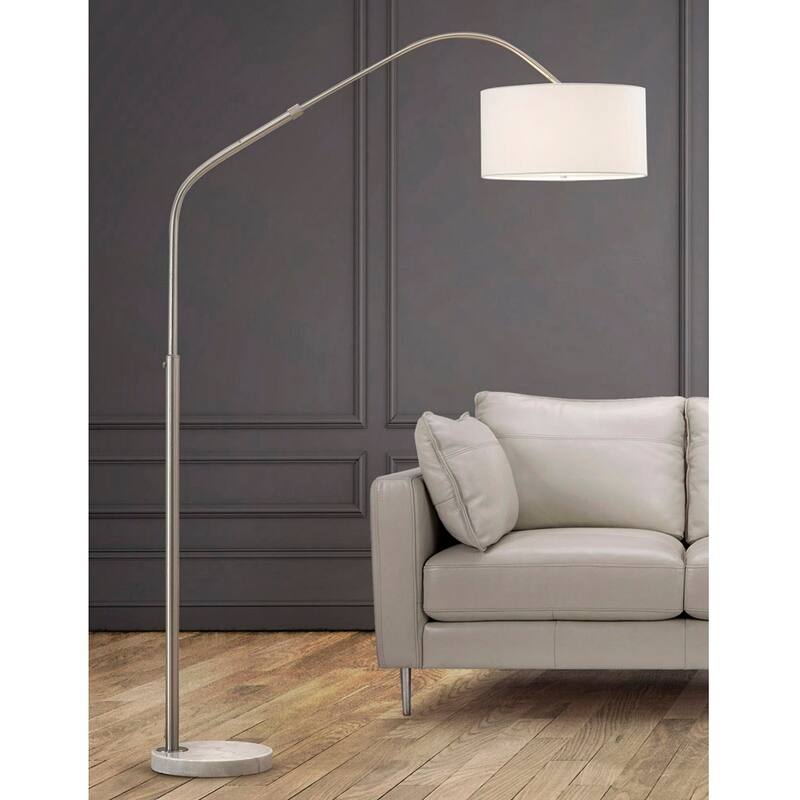 Aero 81"H Retractable Brushed Nickel Arch Floor Lamp with White Shade