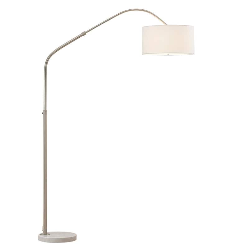 Aero 81"H Retractable Antique Brass Arch Floor Lamp with White Shade