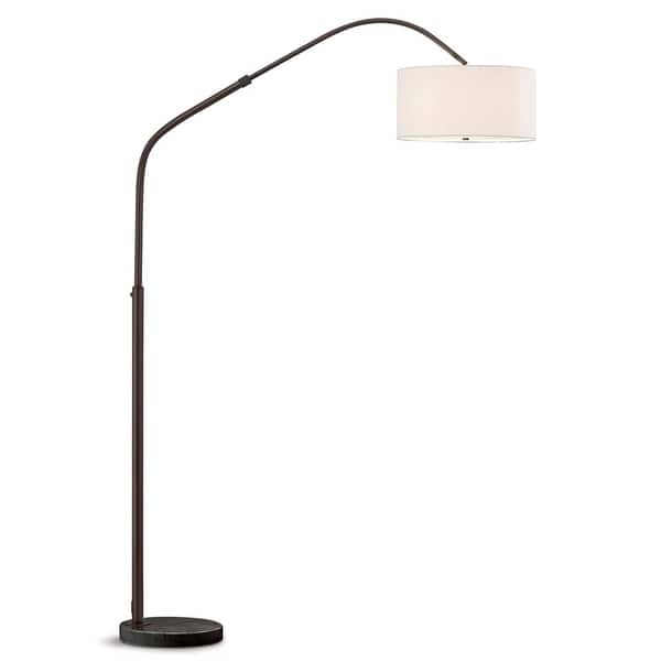 Aero 81"H Retractable Dark Bronzel Arch Floor Lamp with White Shade