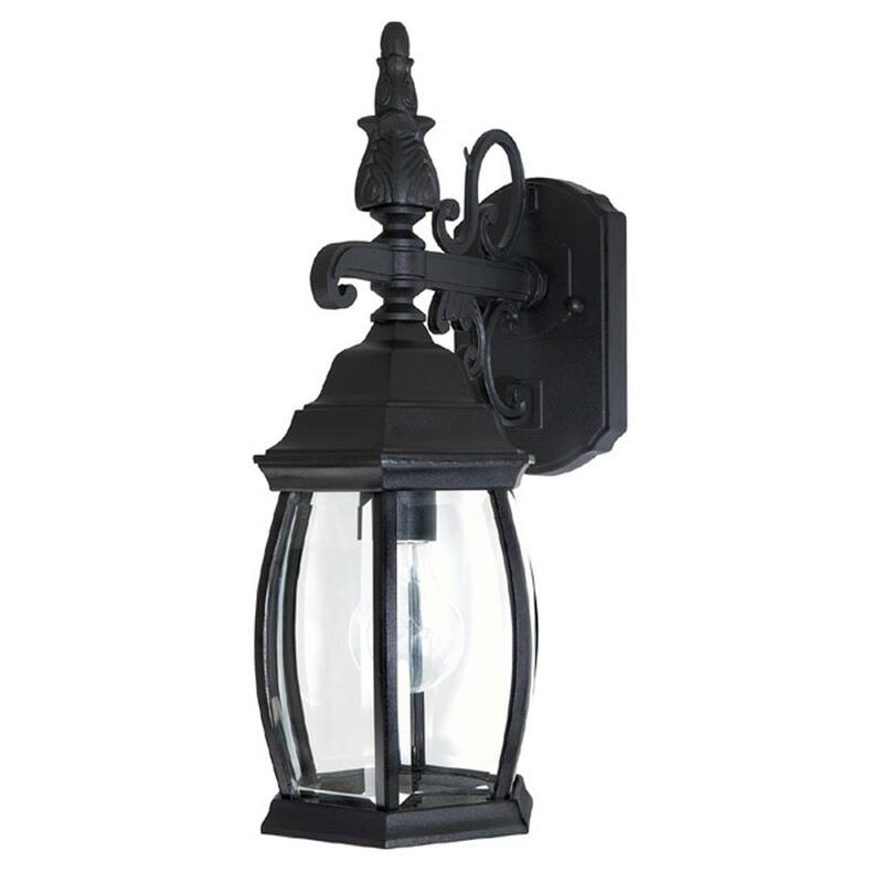 French Country 1-light Black Outdoor Wall Lantern - Black