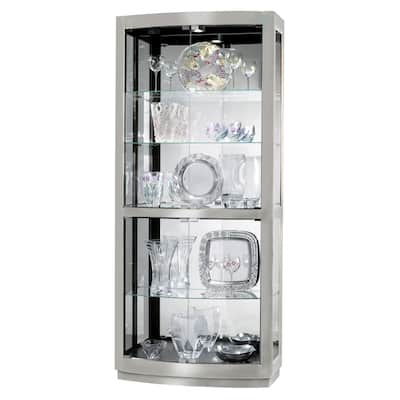 Howard Miller Bradington II Silver Wood 5-shelf Lighted Curio Cabinet - 82 inches high x 36 inches wide x 17 inches deep