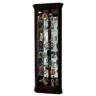 Howard Miller Duane Wood Dark Chocolate 8-Shelf Corner Curio Cabinet