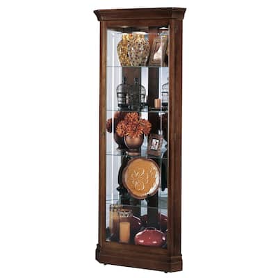 Howard Miller Jennings Medium Brown Wood 5-shelf Living Room Corner Curio Cabinet