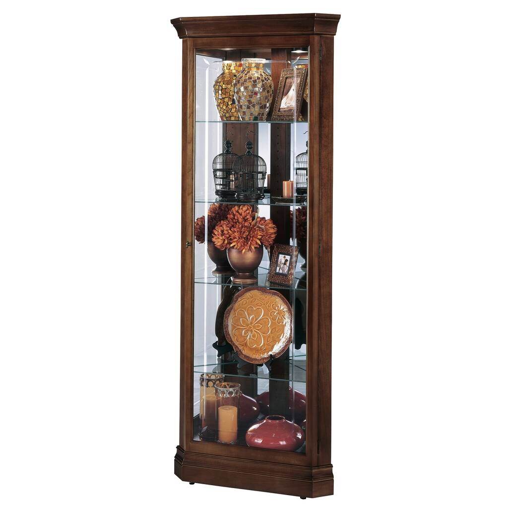 Howard Miller Jennings Medium Brown Wood 5-shelf Living Room Corner Curio Cabinet
