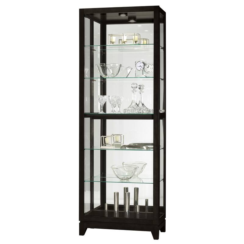 Howard Miller Luke IV Contemporary Modern, Sleek & Chic, Rich Black Solid Wood,Tall, 6-Shelf Living Room Curio Cabinet - Black