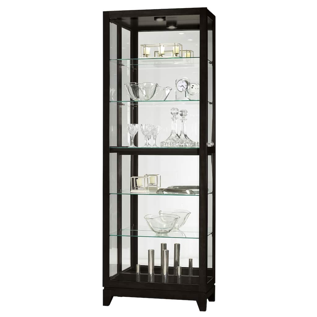 Howard Miller Luke IV Contemporary Modern, Sleek & Chic, Rich Black Solid Wood,Tall, 6-Shelf Living Room Curio Cabinet