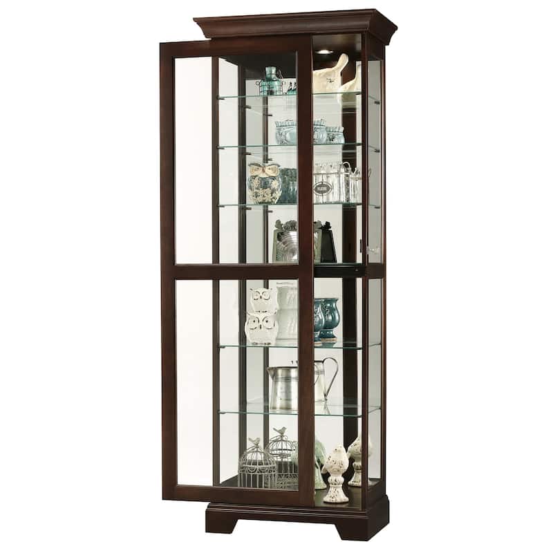 Howard Miller Martindale II Contemporary Modern, Transitional, Rich Dark Solid Wood, Tall, 7-Shelf Living Room Curio Cabinet