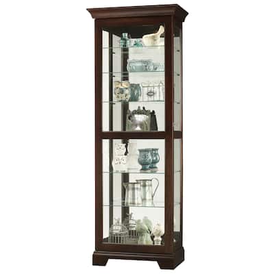 Howard Miller Martindale II Contemporary Modern, Transitional, Rich Dark Solid Wood, Tall, 7-Shelf Living Room Curio Cabinet