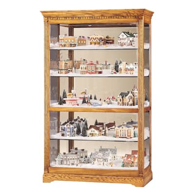 Howard Miller Parkview Contemporary Modern, Light Brown Solid Wood, Tall, 5-Shelf Living Room Curio Cabinet
