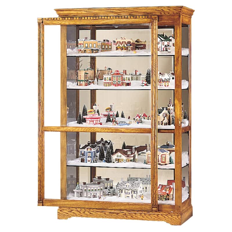 Howard Miller Parkview Contemporary Modern, Light Brown Solid Wood, Tall, 5-Shelf Living Room Curio Cabinet