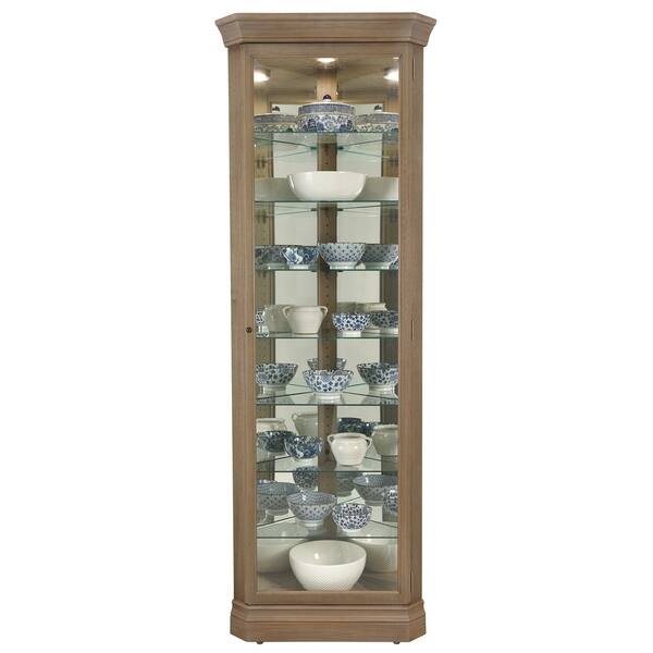 Shop Howard Miller Delia Iii 8 Shelf Solid Wood Corner Curio Cabinet 80 In High X 28 In Wide X 16 In Deep Overstock 23449438