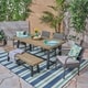 preview thumbnail 6 of 8, Tara Outdoor 6 Piece Wood and Wicker Dining Set with Chairs and Bench by Christopher Knight Home sandlblast grey  + black + gray cushion