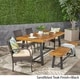 preview thumbnail 2 of 8, Tara Outdoor 6 Piece Wood and Wicker Dining Set with Chairs and Bench by Christopher Knight Home