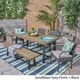 preview thumbnail 7 of 8, Tara Outdoor 6 Piece Wood and Wicker Dining Set with Chairs and Bench by Christopher Knight Home
