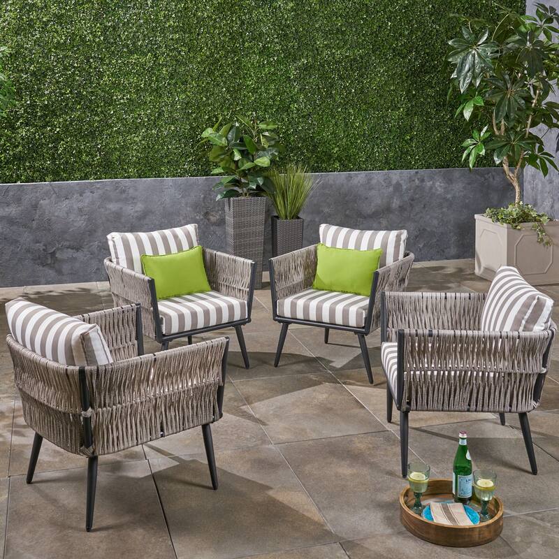 Oceanus Outdoor Wicker Club Chair (Set of 4) by Christopher Knight Home