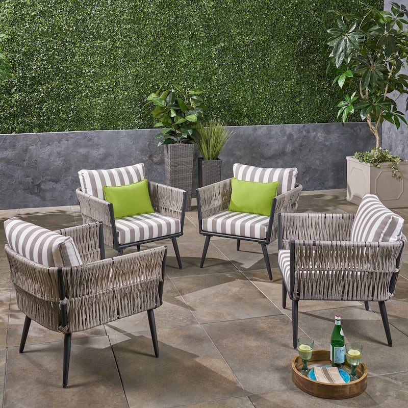 Oceanus Outdoor Wicker Club Chair (Set of 4) by Christopher Knight Home