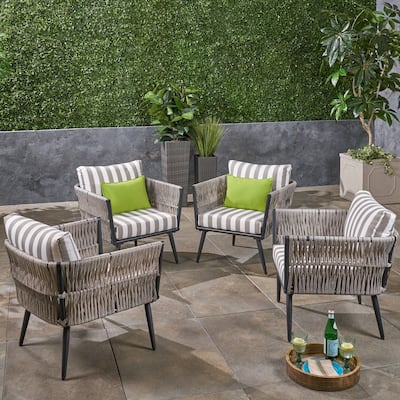 Oceanus Outdoor Wicker Club Chair (Set of 4) by Christopher Knight Home