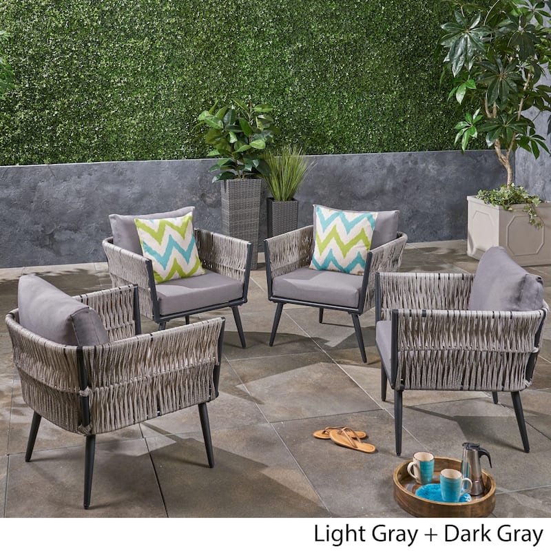 Oceanus Outdoor Wicker Club Chair (Set of 4) by Christopher Knight Home