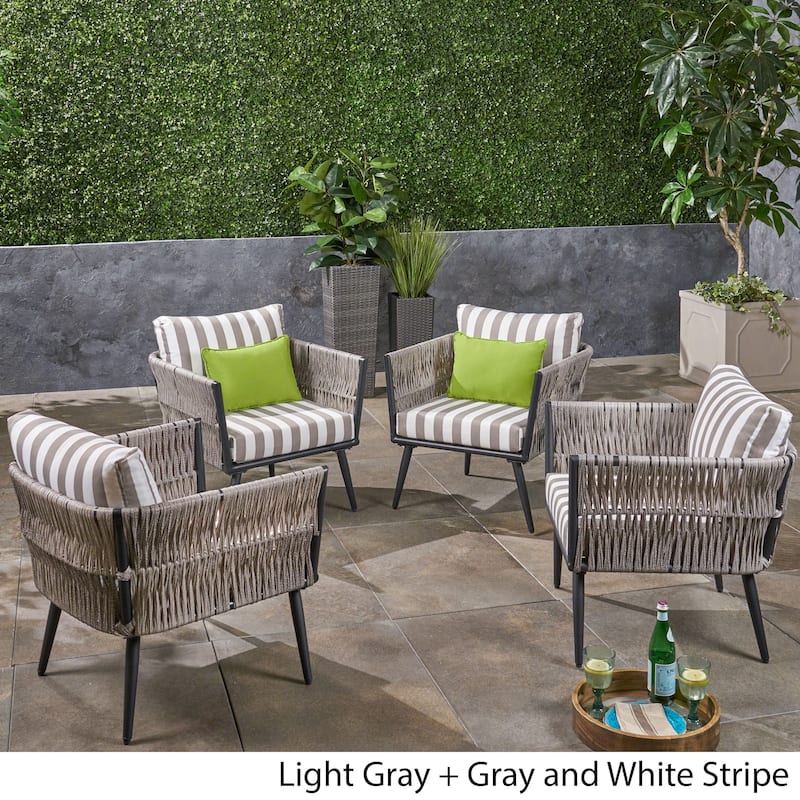 Oceanus Outdoor Wicker Club Chair (Set of 4) by Christopher Knight Home