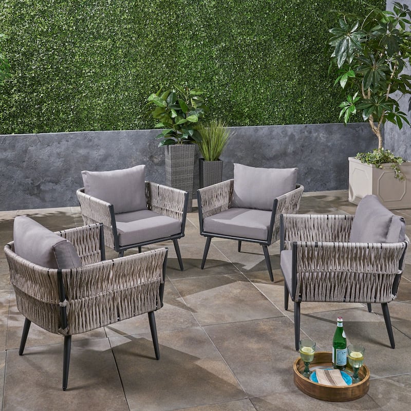 Oceanus Outdoor Wicker Club Chair (Set of 4) by Christopher Knight Home