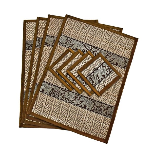 Shop Handmade Silk Trim Place Mat And Coasters Set Of 4 Thailand Overstock