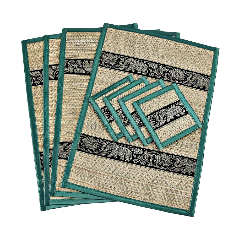 Buy Placemats Online At Overstock Our Best Table Linens Decor Deals   Set Of 4 Mighty Elephant Silk Trim Reed Placemats And Coasters Thailand E5b16304 C7ac 4cb0 B6cf E34de19ac748 1000 