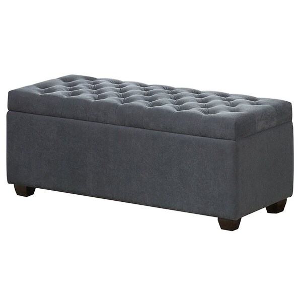 Shop Fabric Lift-Up Storage Bench With a Tufted Seat, Dark Gray ...