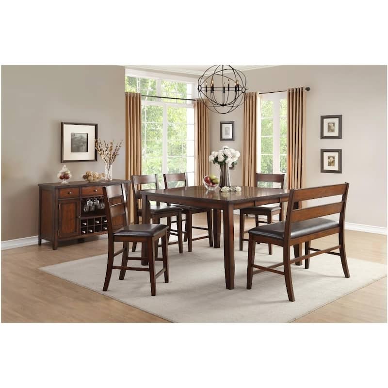 Mango Veneer Bench With Covered Seat, Cherry Brown
