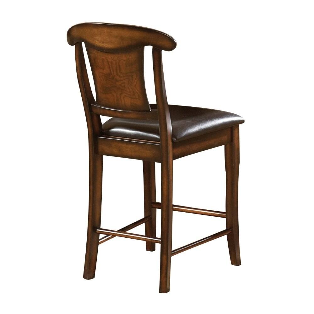 Wooden Counter Height Chair With Footrest, Brown, Set Of 2