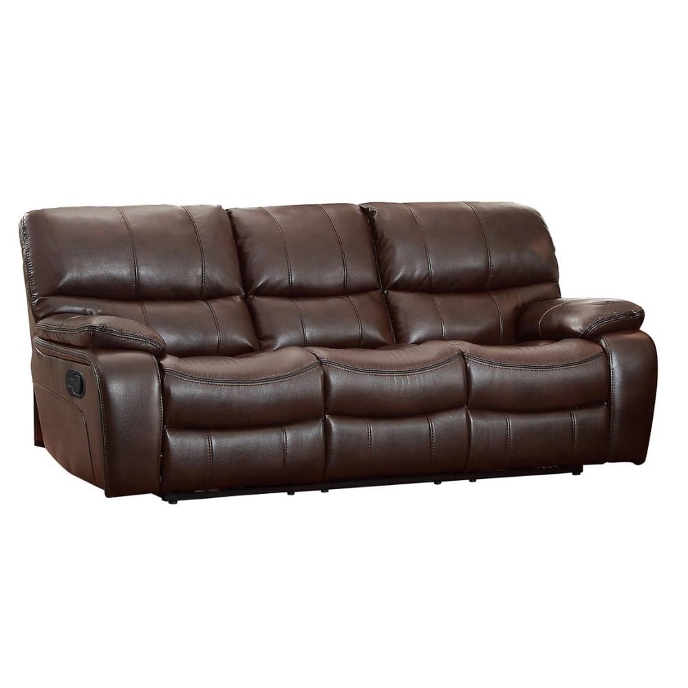 Shop Leather Upholstered Three Seater Recliner Sofa Dark Brown On Sale Overstock 23459234