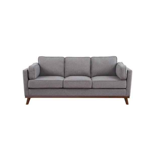 Shop Polyester Upholstered Sofa With Wooden Splayed Legs Gray