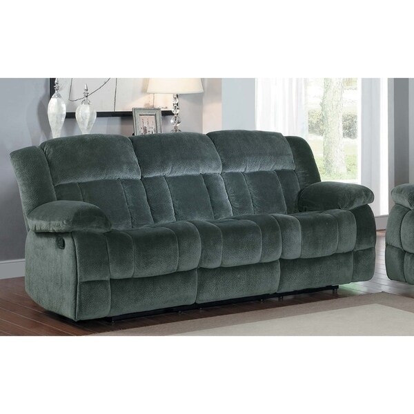 Microfiber Textured Fabric Reclining Sofa Charcoal Black