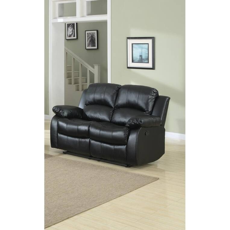 Bonded Leather Recliner Loveseat, Black
