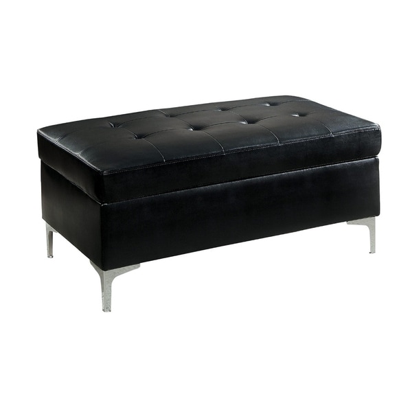 Leather ottoman with on sale metal legs