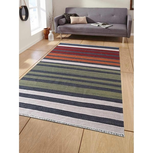 Hand Woven Flat Weave Kilim Woolen Area Rug Contemporary Multi Overstock 23462171 5 X 8 Red
