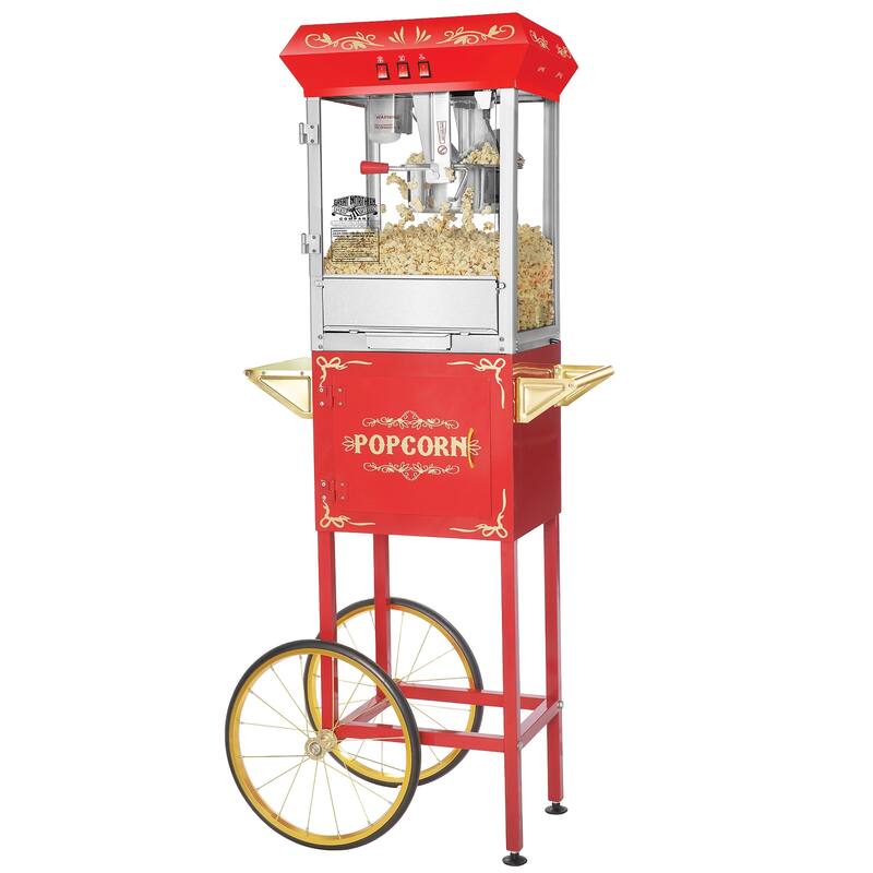 Great Northern Popcorn Foundation Popcorn Machine Cart, 8oz - Red - Steel/Glass