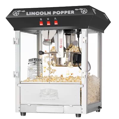 Great Northern Black 8oz Antique Countertop Lincoln Popcorn Machine - 8 oz - 8 oz