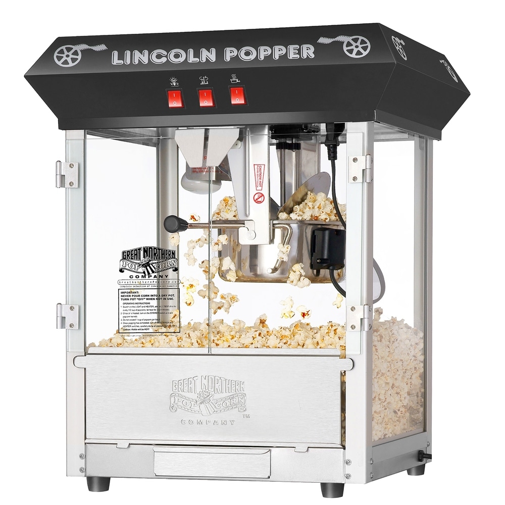 Great Northern 2.5 oz. Black Kettle with All-in-One Popcorn Kernel Packets, Scoop and Bags Little Bambino Popcorn Machine (12-Pack)