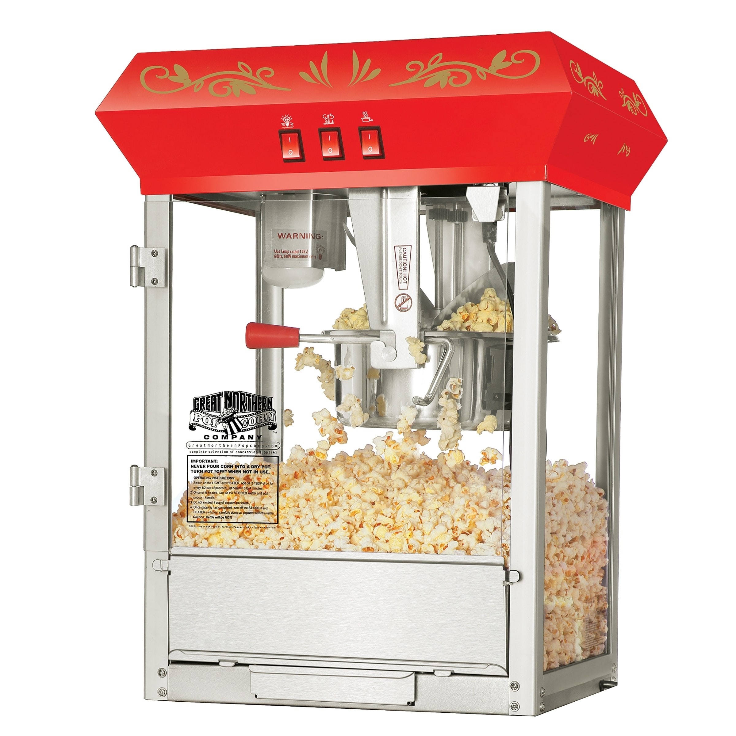Olde Midway Commercial Popcorn Machine Maker Popper with Large 12-Ounce Kettle - Black
