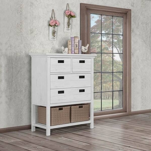 Shop Evolur Waverly Tall Chest With Baskets Weathered White