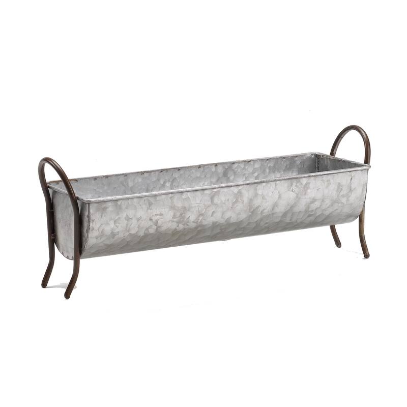 Rectangle Metal Footed Planter - Small - Gray