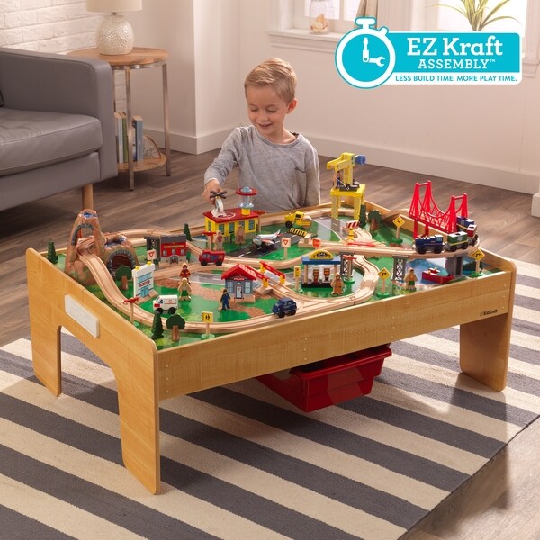 kidkraft adventure town railway train set and table