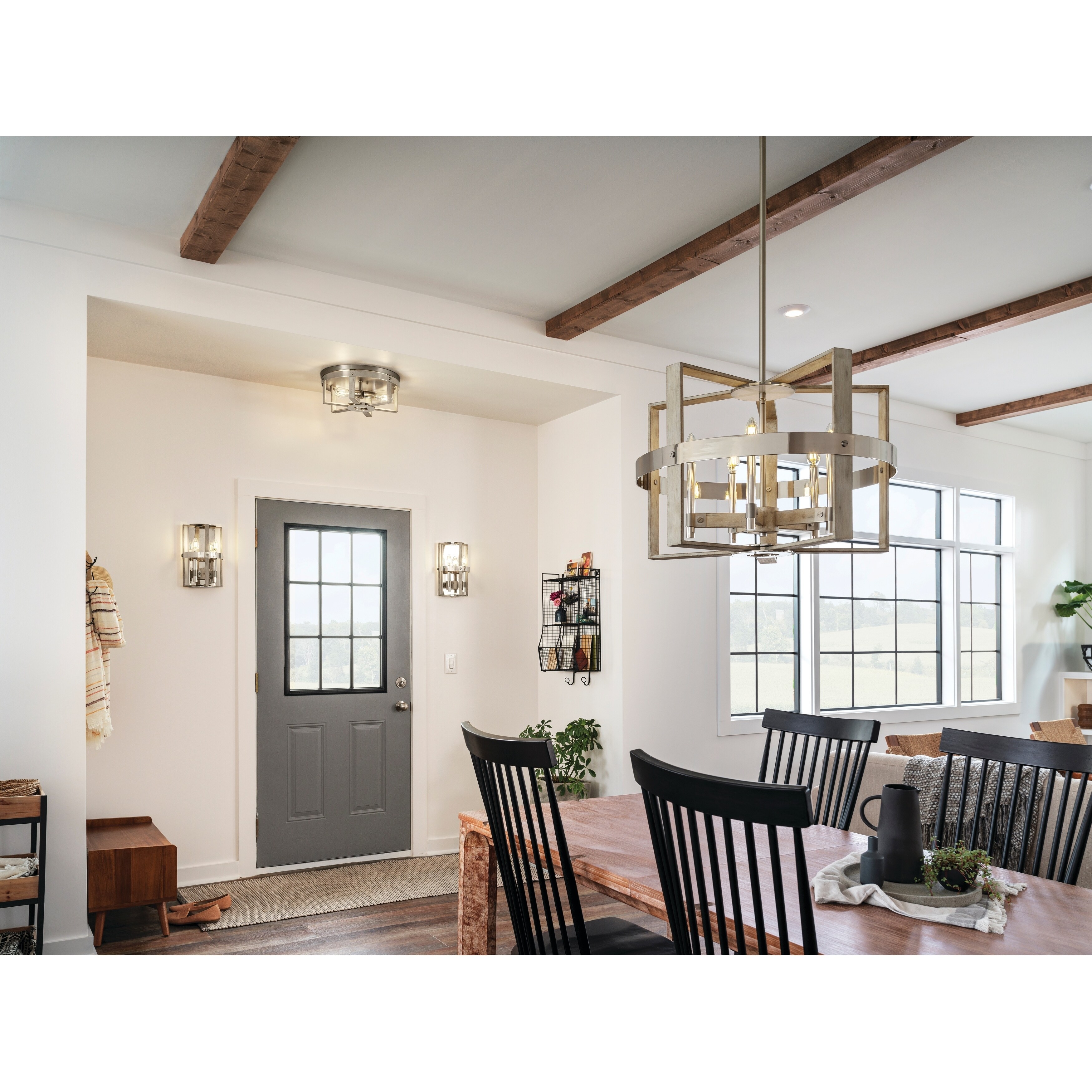 Shop Kichler Peyton 3 Light White Washed Wood Flush Mount Free