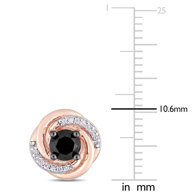 Miadora 10k Rose Gold 1 1/10ct TDW Black and White Diamond Swirl Stud Earrings