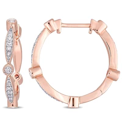 Miadora 10k Rose Gold 1/3ct TDW Diamond Hoop Earrings