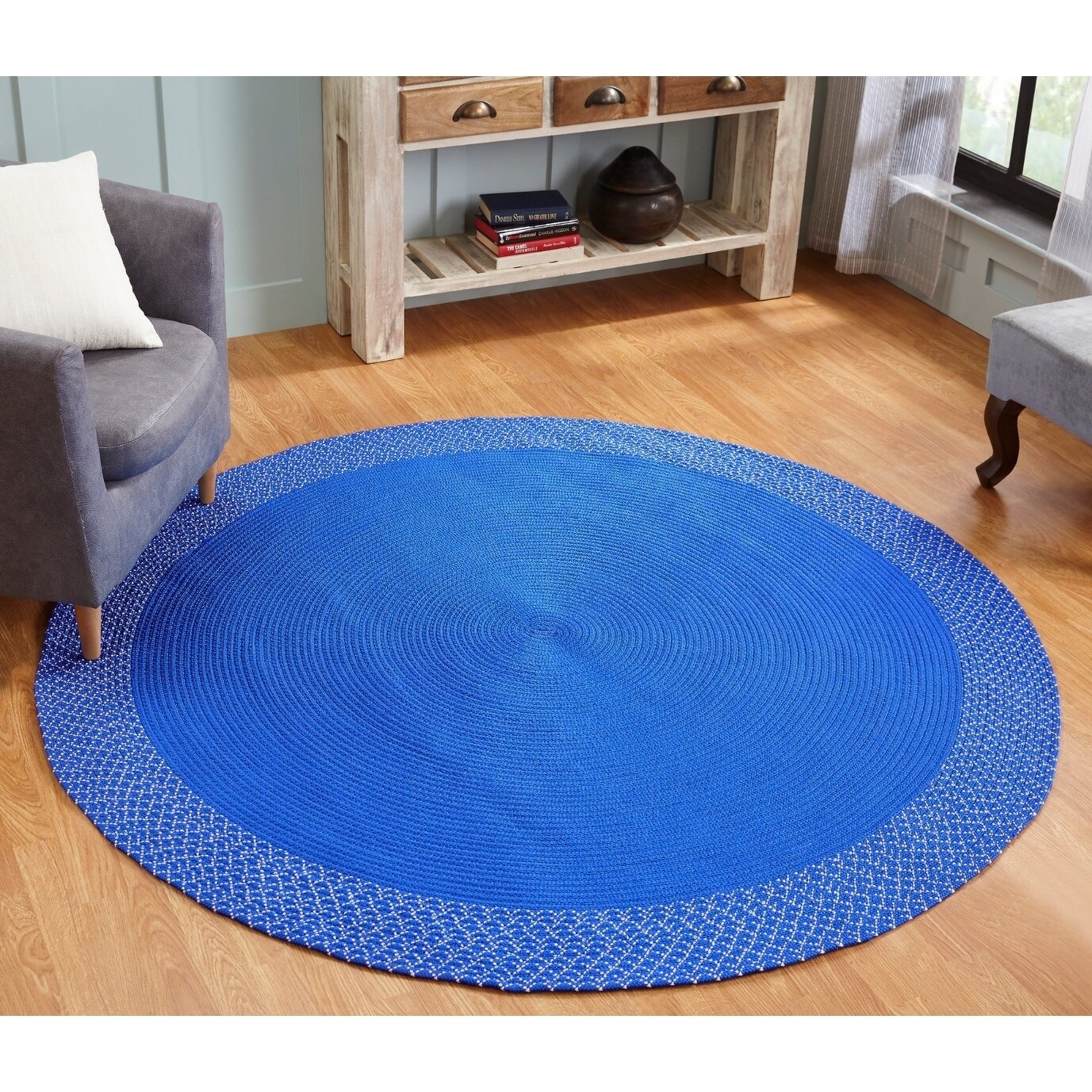 Indoor Outdoor Braided Rug 6X6 Square Blue | eBay