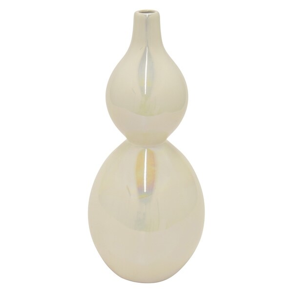 Three Hands 13 " White - CERAMIC VASE IRIDESCENT