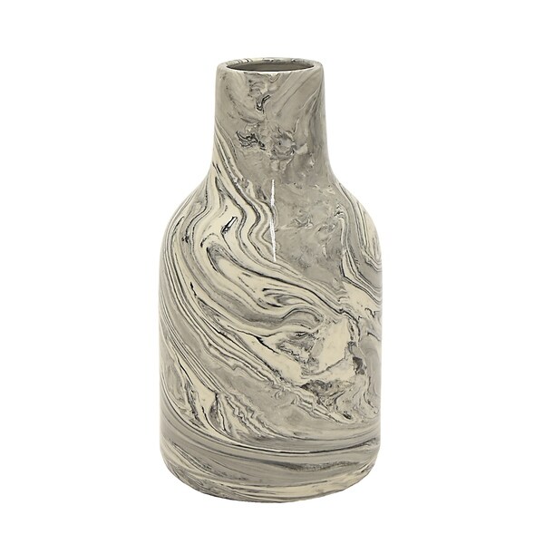 Three Hands 10.5 " Black - CERAMIC MARBLE LOOK VASE
