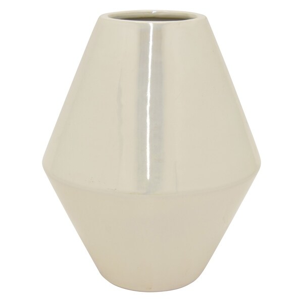 Three Hands 10 " White - CERAMIC VASE IRIDESCENT